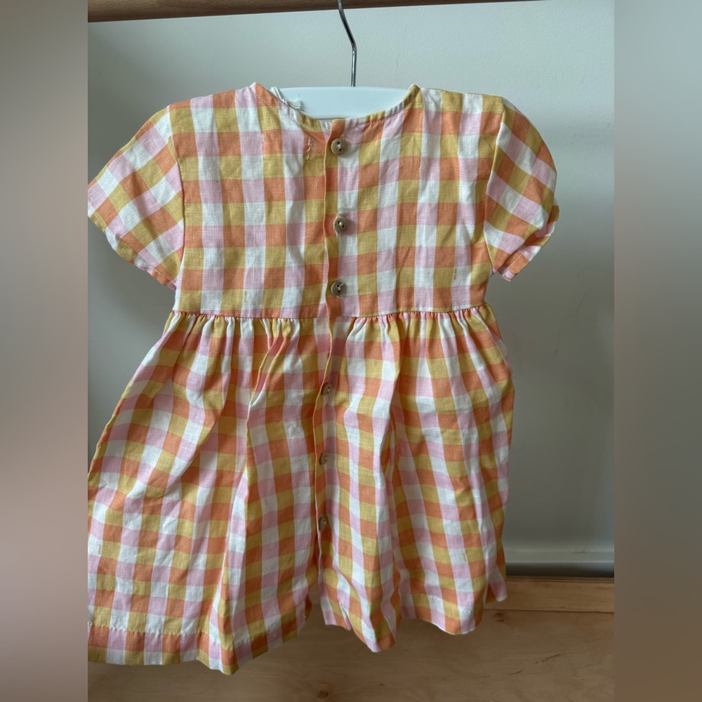 Oeuf Short Sleeve Papaya/Gingham Dress - Picture 2 of 3